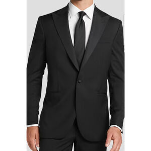 Black By Vera Wang Men's Super 130'S Wool Slim Fit Tuxedo Jacket, 35R In Black